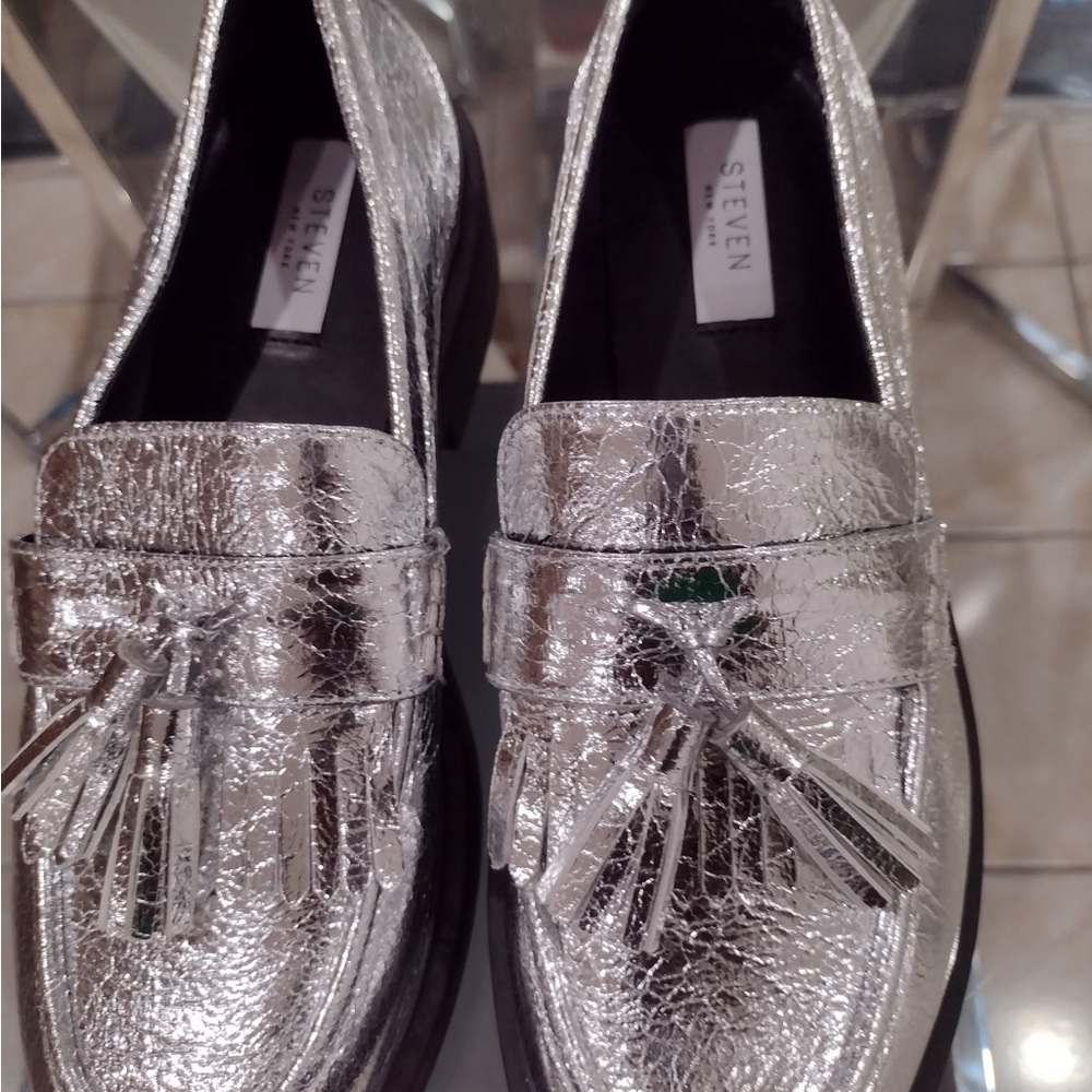 Steven New York Silver Loafers with Tassels